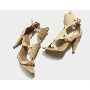 Sigerson Morrison Gladiator Heels Sandals Nude Studded Leather Size 7 Shoes